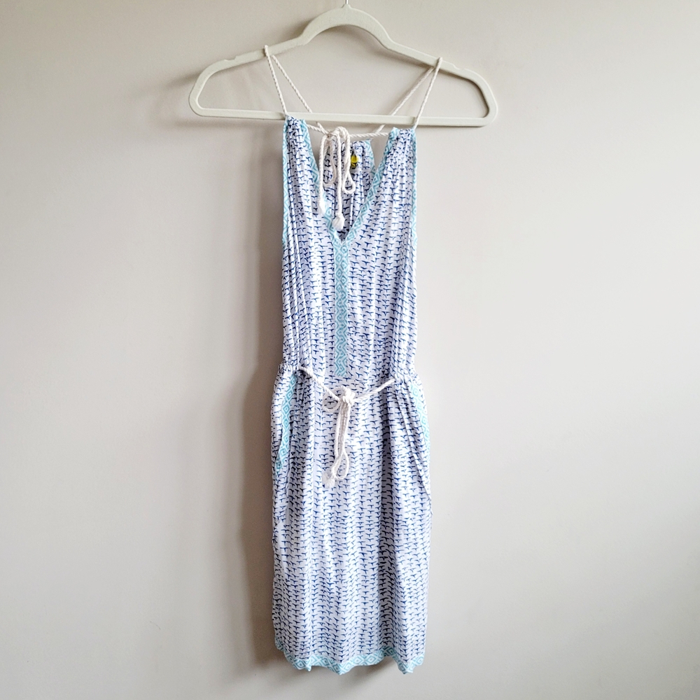 Roller Rabbit Nautical Whale Tails Novelty Print Mini Dress Swim Cover Beach